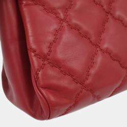 Pre Owned Chanel Bordeaux Calfskin Hamptons Ultra Stitch Tote Chain Handbag