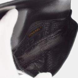 Pre Owned Chanel Black Lambskin Camellia Choco Bar Shoulder Bag