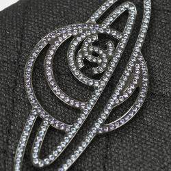 Pre Owned Chanel Gray Canvas Rhinestone Mademoiselle Lock Wallet on Chain WOC