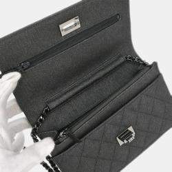 Pre Owned Chanel Gray Canvas Rhinestone Mademoiselle Lock Wallet on Chain WOC