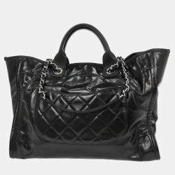 Pre Owned Chanel Black Calfskin Medium Deauville 2way Tote Bag