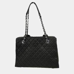 Pre Owned Chanel Black Lambskin Tote Handbag