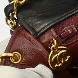Pre Owned Chanel Black Lambskin Classic Square Flap Shoulder Bag
