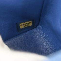 Pre Owned Chanel Blue Lambskin Mini Classic Square Flap Shoulder Bag