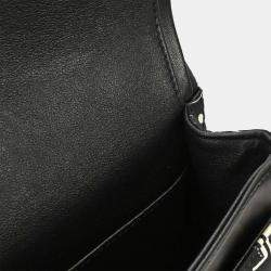 Pre Owned حقيبة شانيل كلاسيكية مزدوجة رفرف كتف ساتان أسود متوسطة الحجم