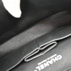 Pre Owned حقيبة شانيل كلاسيكية مزدوجة رفرف كتف ساتان أسود متوسطة الحجم