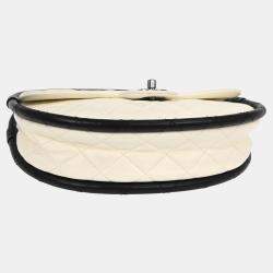 Pre Owned Chanel White Lambskin Hula Hoop Medium Handbag