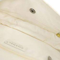 Pre Owned Chanel White Lambskin Hula Hoop Medium Handbag