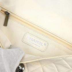 Pre Owned Chanel White Lambskin Hula Hoop Medium Handbag
