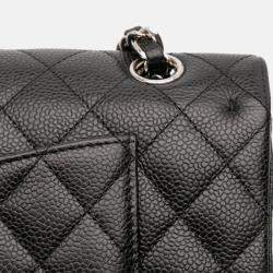 Pre Owned Chanel Black Medium Classic Caviar Double Flap