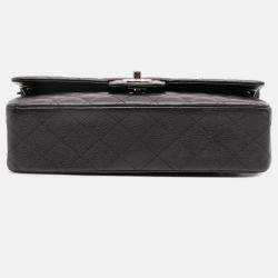 Pre Owned Chanel Black Medium Classic Caviar Double Flap