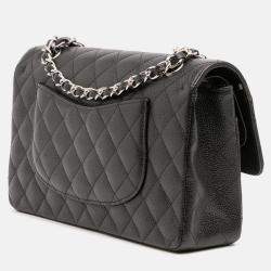Pre Owned Chanel Black Medium Classic Caviar Double Flap