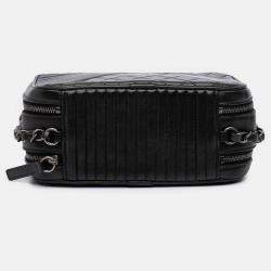 Pre Owned Chanel Black Small Quilted Lambskin Coco Boy Camera Bag