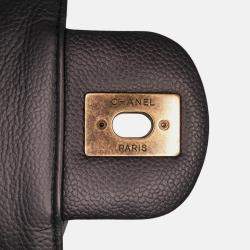 Pre Owned Chanel Black Jumbo CC Quilted Caviar Chunky Chain Flap