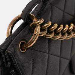 Pre Owned Chanel Black Jumbo CC Quilted Caviar Chunky Chain Flap