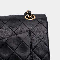 Pre Owned Chanel Black Small Classic Lambskin Double Flap