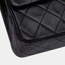 Pre Owned Chanel Black Small Classic Lambskin Double Flap