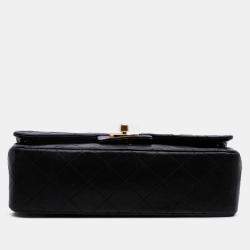 Pre Owned Chanel Black Small Classic Lambskin Double Flap