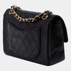 Pre Owned Chanel Black Small Classic Lambskin Double Flap