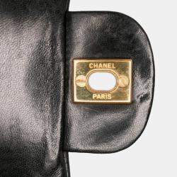 Pre Owned Chanel Black Small Classic Lambskin Double Flap