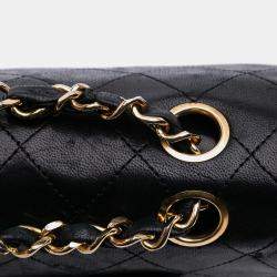 Pre Owned Chanel Black Small Classic Lambskin Double Flap