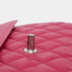 Pre Owned Chanel Pink Jumbo Classic Lambskin Double Flap