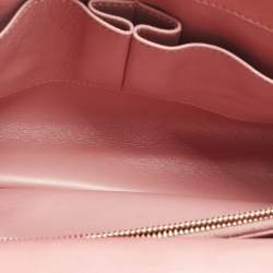 Pre Owned Chanel Pink/Fuchsia Chevron Leather and Lizard Small Coco Top Handle Bag