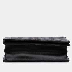 Pre Owned Chanel Black Medium Quilted Lambskin Ballerine Flap