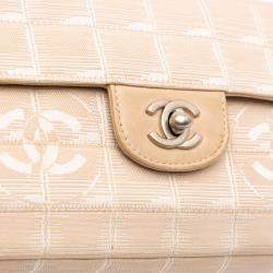 Pre Owned Chanel Brown New Travel Line Nylon East West Flap