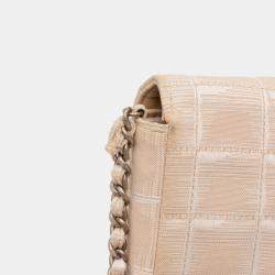 Pre Owned Chanel Brown New Travel Line Nylon East West Flap