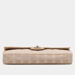 Pre Owned Chanel Brown New Travel Line Nylon East West Flap