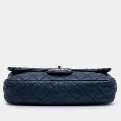 Pre Owned Chanel Blue Medium Quilted Iridescent Caviar Easy Flap