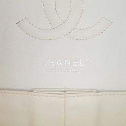 Pre Owned Chanel White Medium Classic Caviar Double Flap