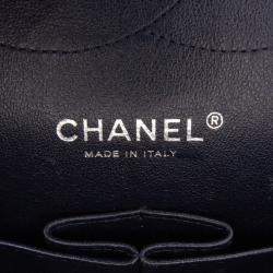 Pre Owned Chanel Navy Blue Jumbo Classic Caviar Double Flap