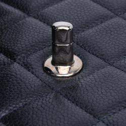 Pre Owned Chanel Navy Blue Jumbo Classic Caviar Double Flap