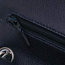 Pre Owned Chanel Navy Blue Jumbo Classic Caviar Double Flap