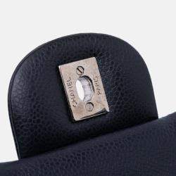Pre Owned Chanel Navy Blue Jumbo Classic Caviar Double Flap