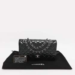 Pre Owned Chanel Green Quilted Patent Leather Medium Classic Double Flap Bag