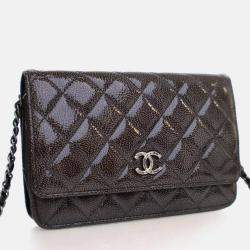 Pre Owned Chanel Patent Wallet On Chain (WOC)