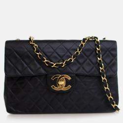 Pre Owned Chanel Vintage Maxi Lambskin Single Flap Bag