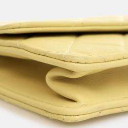 Pre Owned Chanel Medium Yellow Lambskin Chic Pearls Flap Bag