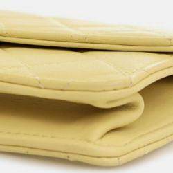 Pre Owned Chanel Medium Yellow Lambskin Chic Pearls Flap Bag