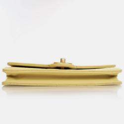 Pre Owned Chanel Medium Yellow Lambskin Chic Pearls Flap Bag