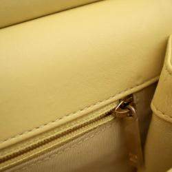 Pre Owned Chanel Medium Yellow Lambskin Chic Pearls Flap Bag