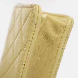 Pre Owned Chanel Medium Yellow Lambskin Chic Pearls Flap Bag