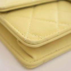 Pre Owned Chanel Medium Yellow Lambskin Chic Pearls Flap Bag