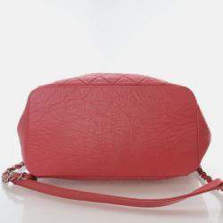 Pre Owned Chanel Vintage Pink Shiny Calfskin Drawstring Bucket Bag