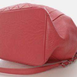 Pre Owned Chanel Vintage Pink Shiny Calfskin Drawstring Bucket Bag