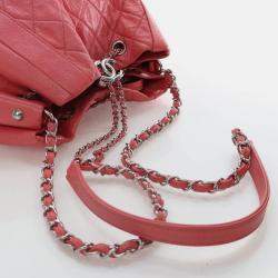 Pre Owned Chanel Vintage Pink Shiny Calfskin Drawstring Bucket Bag