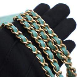 Pre Owned Chanel Green Lambskin Classic Wallet On Chain 